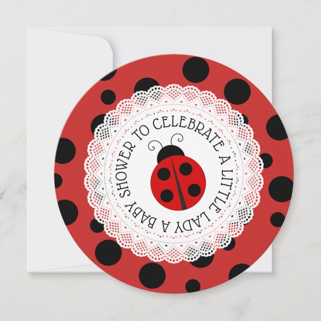 Red Ladybug Girl Baby Shower Invitations (Front)