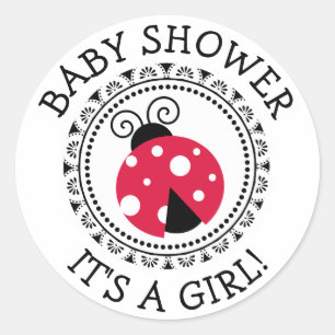 Red Ladybug Girl Baby Shower Stickers