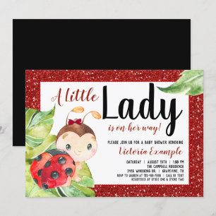 Red Ladybug Little Lady Baby Shower Invitation