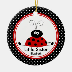 Red Ladybug  Little Sister Christmas Ornament