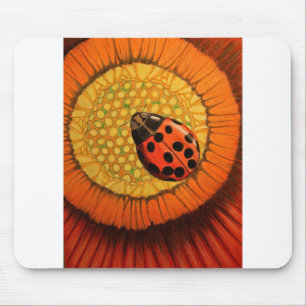Red Ladybug On Flower Mouse Mat