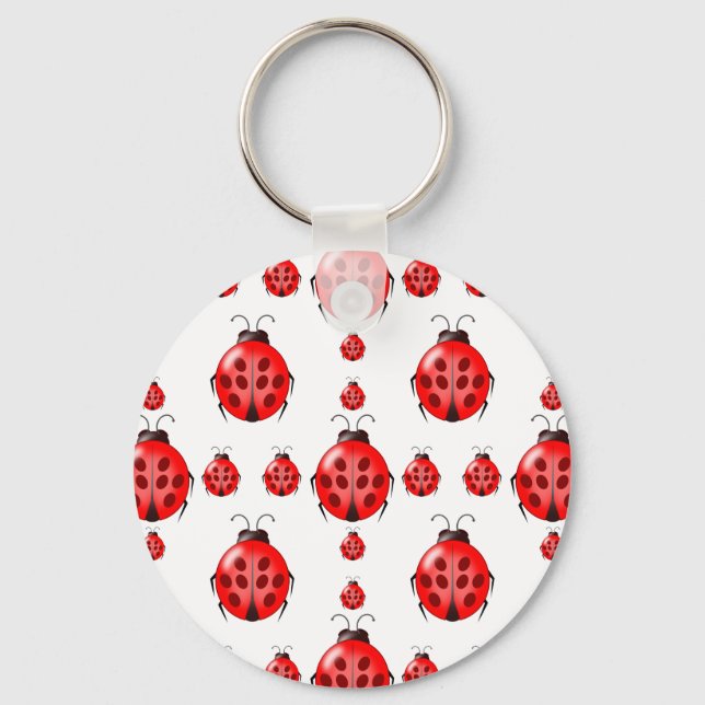 Red Ladybug Pattern Key Ring (Front)