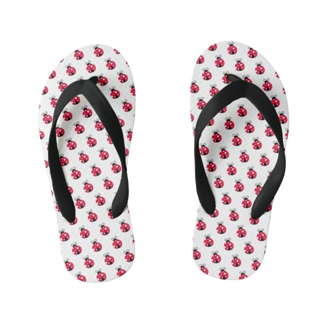 Red Ladybug Pattern  Kid's Flip Flops (Footbed)