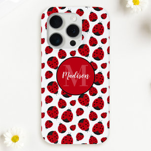 Red Ladybug Pattern Personalised iPhone 15 Pro Case