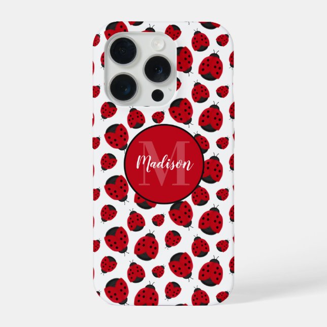 Red Ladybug Pattern Personalised iPhone Case (Back)
