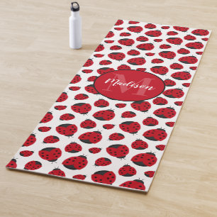 Red Ladybug Pattern Personalised Yoga Mat
