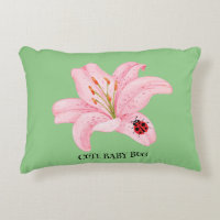 Red Ladybug pink Lily Flower custom name kid girl