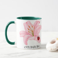 Red Ladybug pink Lily Flower custom name kid girl