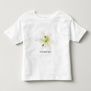Red Ladybug pink Lily Flower custom name kid girl Toddler T-Shirt