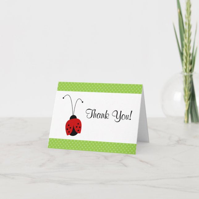 Red Ladybug Polka Dot Thank You Note (Front)