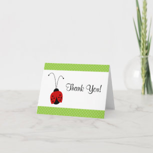 Red Ladybug Polka Dot Thank You Note Card