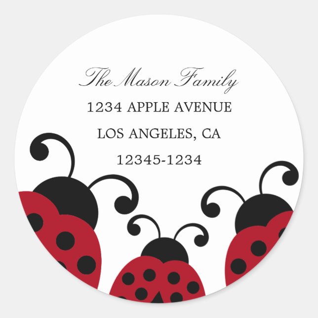 Red Ladybug Return Address Labels (Front)