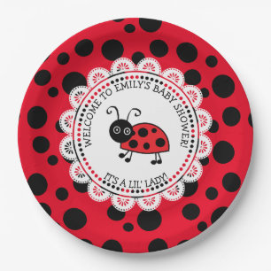 Red Ladybug Themed Baby Shower Paper Plate