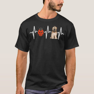 Red Ladybug Tibetan Terrier Heartbeat Dog T-Shirt