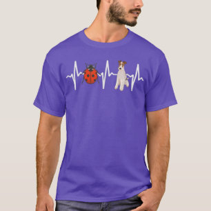 Red Ladybug Wire Fo Terrier Heartbeat Dog Lover T-Shirt