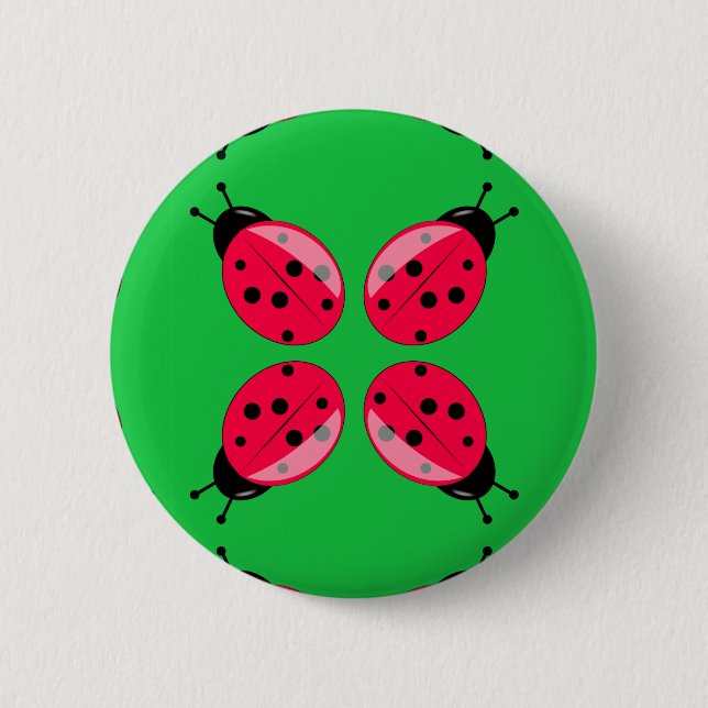 Red Ladybugs 6 Cm Round Badge (Front)