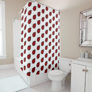 Red Ladybugs Bathroom Shower Curtain
