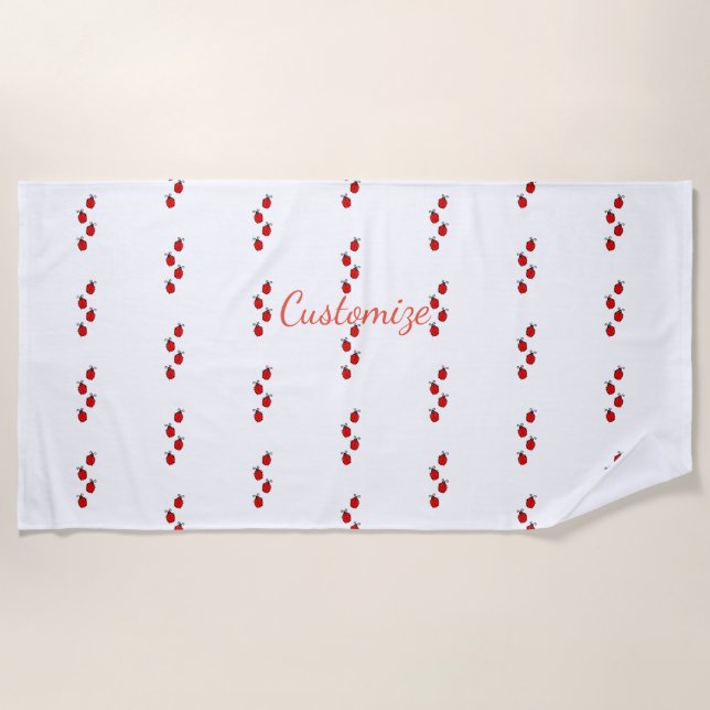 Red Ladybugs Crawling Thunder_Cove Beach Towel (Front)