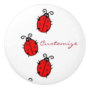Red Ladybugs Crawling Thunder_Cove Ceramic Knob