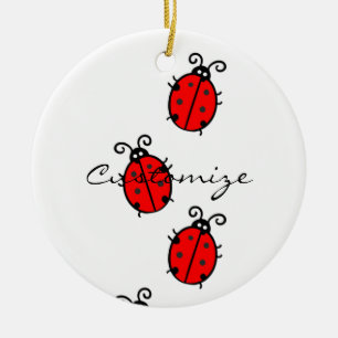 Red Ladybugs Crawling Thunder_Cove Ceramic Tree Decoration