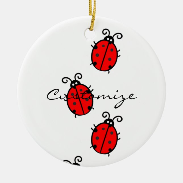 Red Ladybugs Crawling Thunder_Cove Ceramic Tree Decoration (Front)