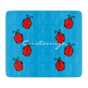 Red Ladybugs Crawling Thunder_Cove Cutting Board