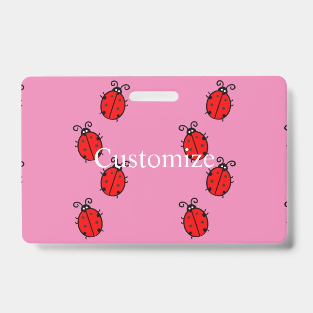 Red Ladybugs Crawling Thunder_Cove  ID Badge (Front)