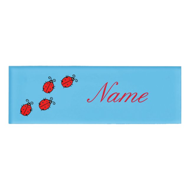 Red Ladybugs Crawling Thunder_Cove Name Tag (Front)