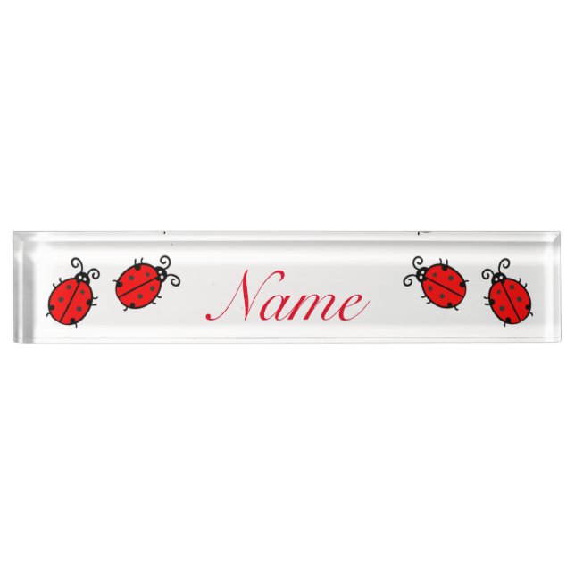 Red Ladybugs Crawling Thunder_Cove Nameplate (Front)
