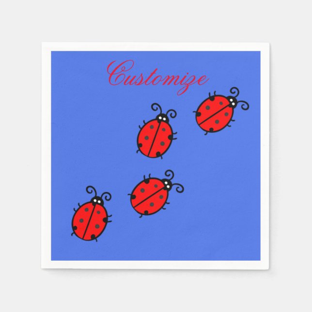 Red Ladybugs Crawling Thunder_Cove Napkin (Front)