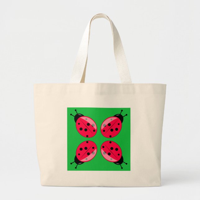 Red Ladybugs Large Tote Bag (Front)