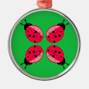 Red Ladybugs Metal Tree Decoration