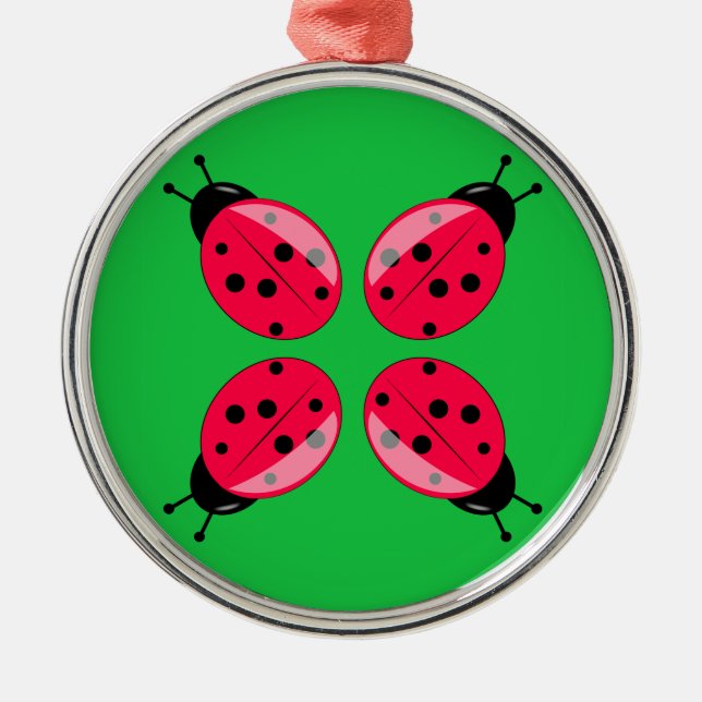 Red Ladybugs Metal Tree Decoration (Front)