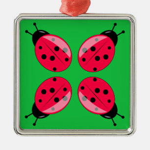Red Ladybugs Metal Tree Decoration