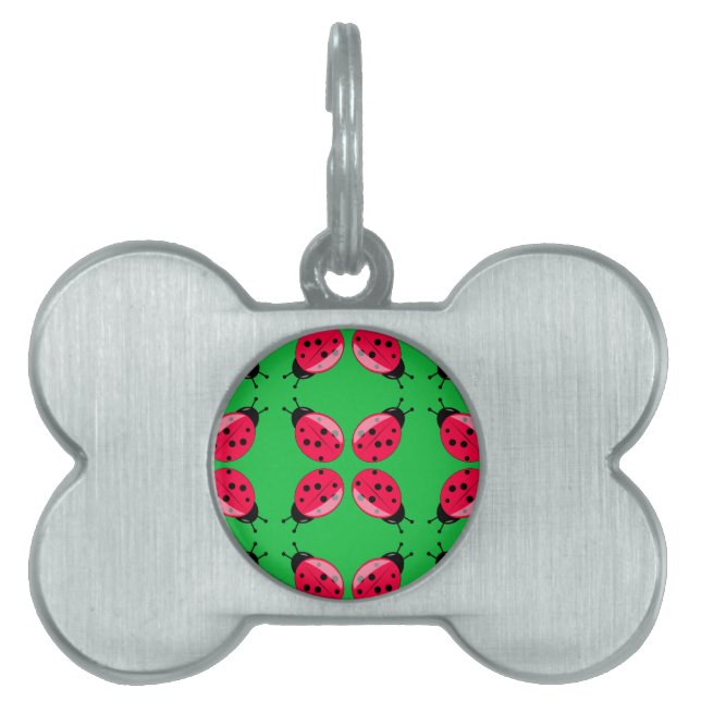 Red Ladybugs Pet Name Tag (Front)