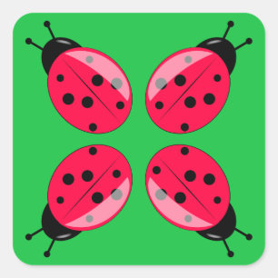 Red Ladybugs Square Sticker