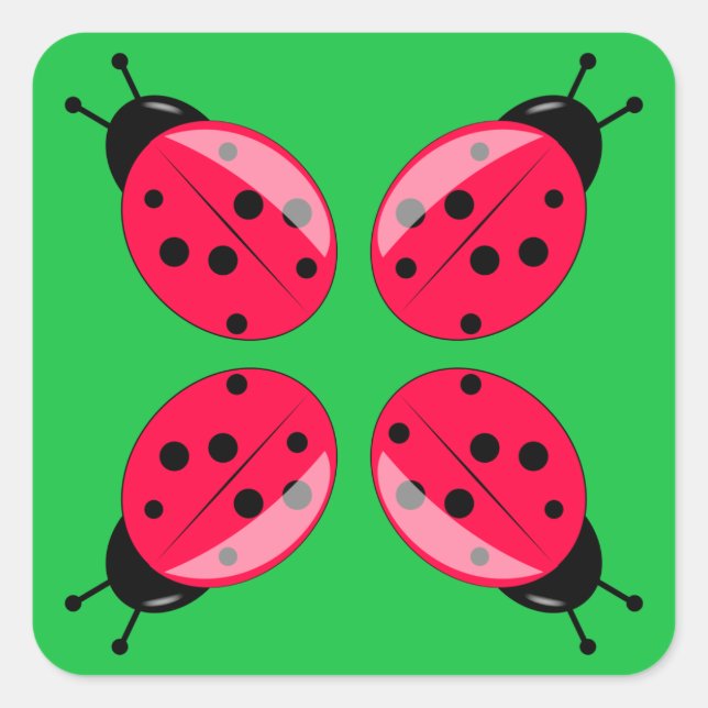 Red Ladybugs Square Sticker (Front)