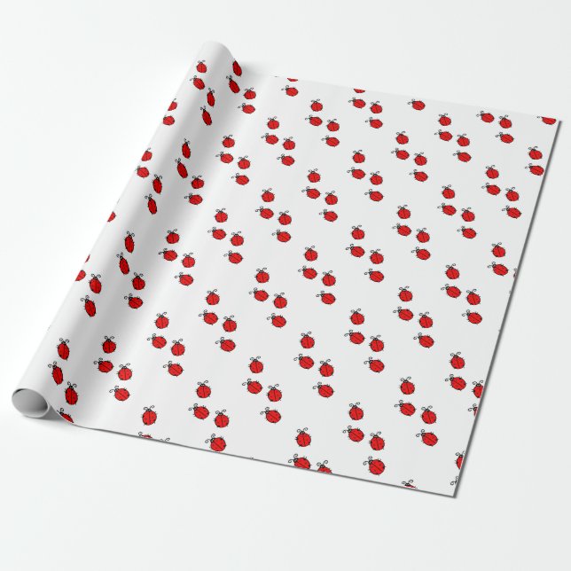 Red ladybugs wrapping paper (Unrolled)