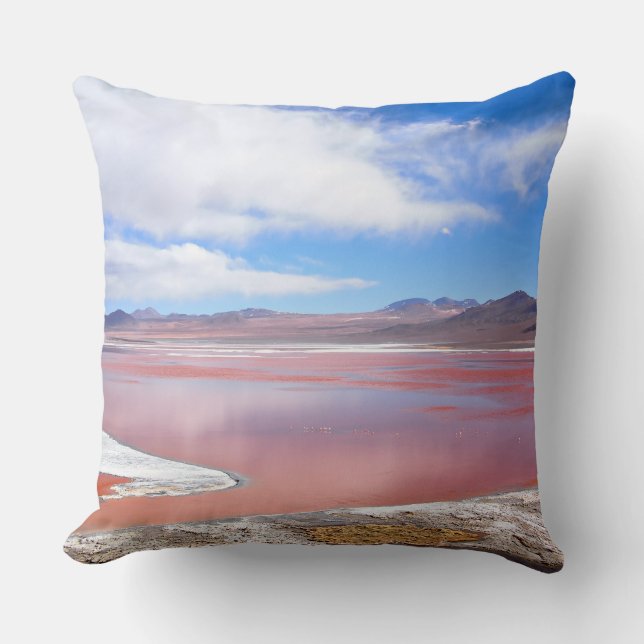Red Lagoon, Laguna Colorada, Bolivia throw pillow (Front)