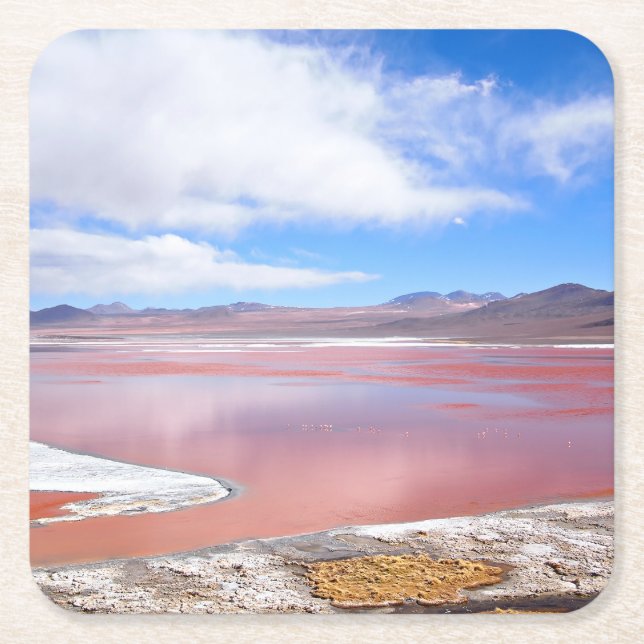 Red Lagoon, Laguna Colorada in Bolivia coaster (Front)