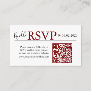 Red landscape RSVP QR Code Card  Modern Wedding