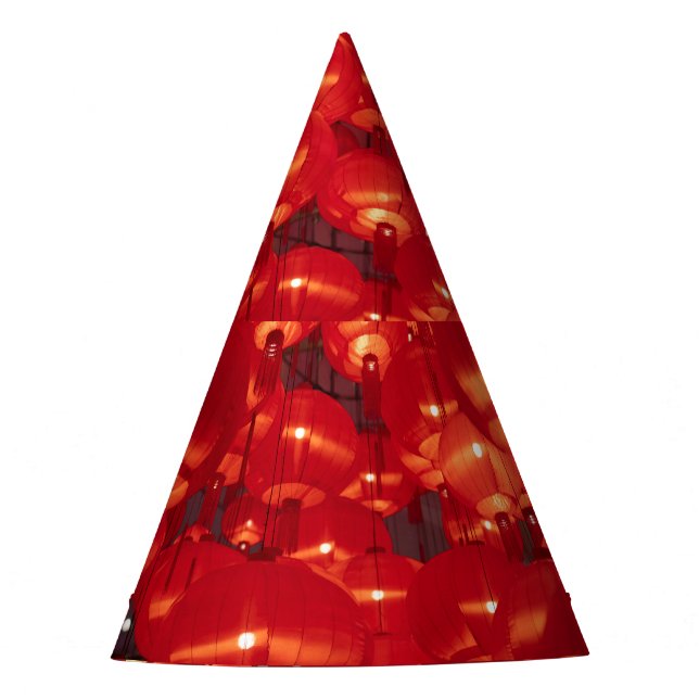 Red Lanterns Chinese New Year Party Hat (Front)