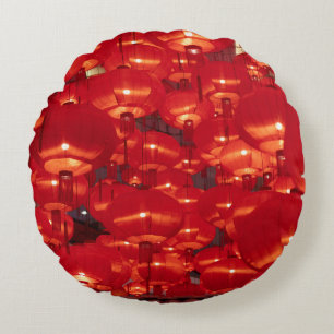 Red Lanterns Chinese New Year Round Cushion