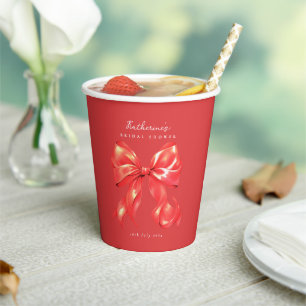 Red Large Bow Bridal Shower Paper Cup