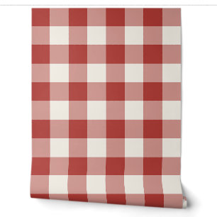 Red Large Checkered Gingham Wallpaper