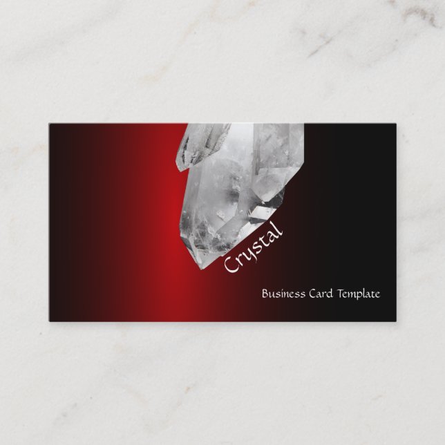 Red Large Quartz Crystal Rock Business Card (Front)
