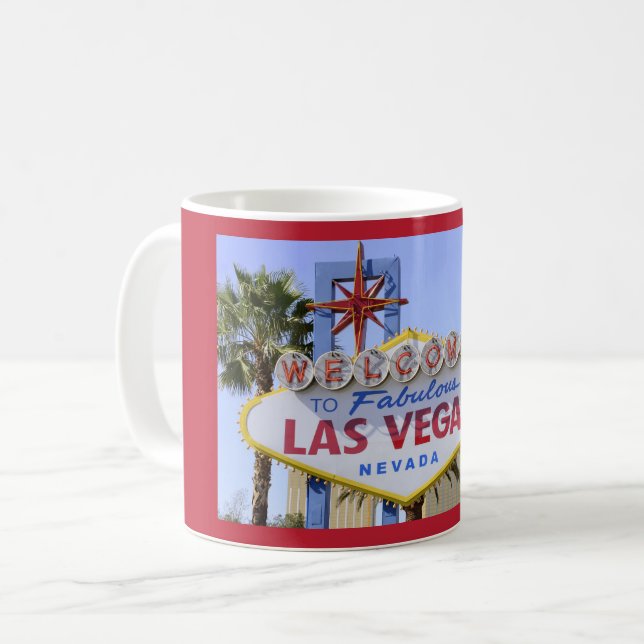 Red Las Vegas Nevada Welcome Sign Coffee Mug (Front Left)