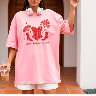 Red Las Vegas Showgirl Bridesmaid Bach Party T-Shirt