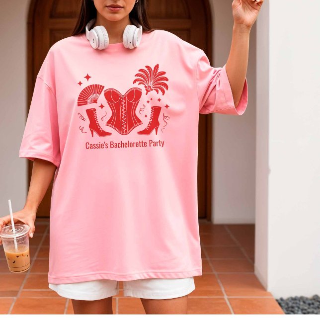 Red Las Vegas Showgirl Bridesmaid Bach Party T-Shirt (Creator Uploaded)