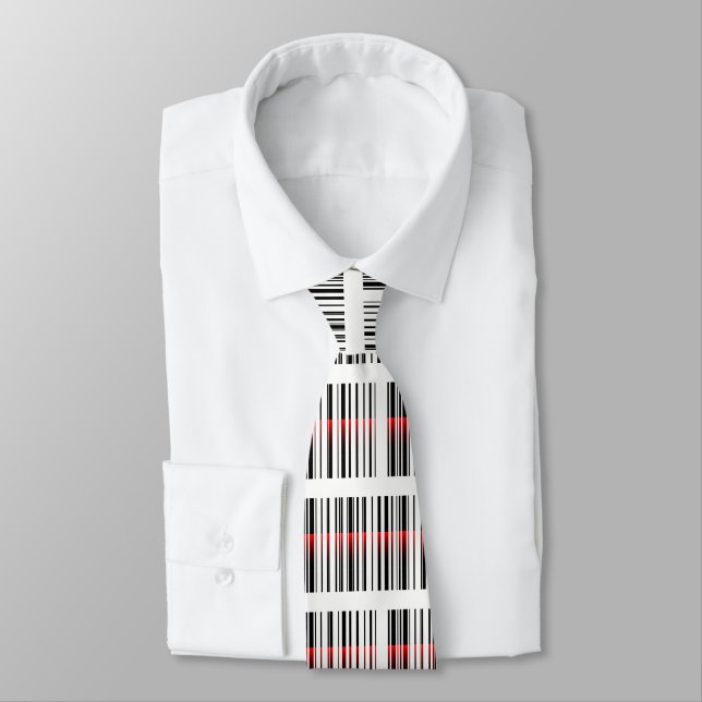 Red Laser and Barcode Design Tie (Tied)